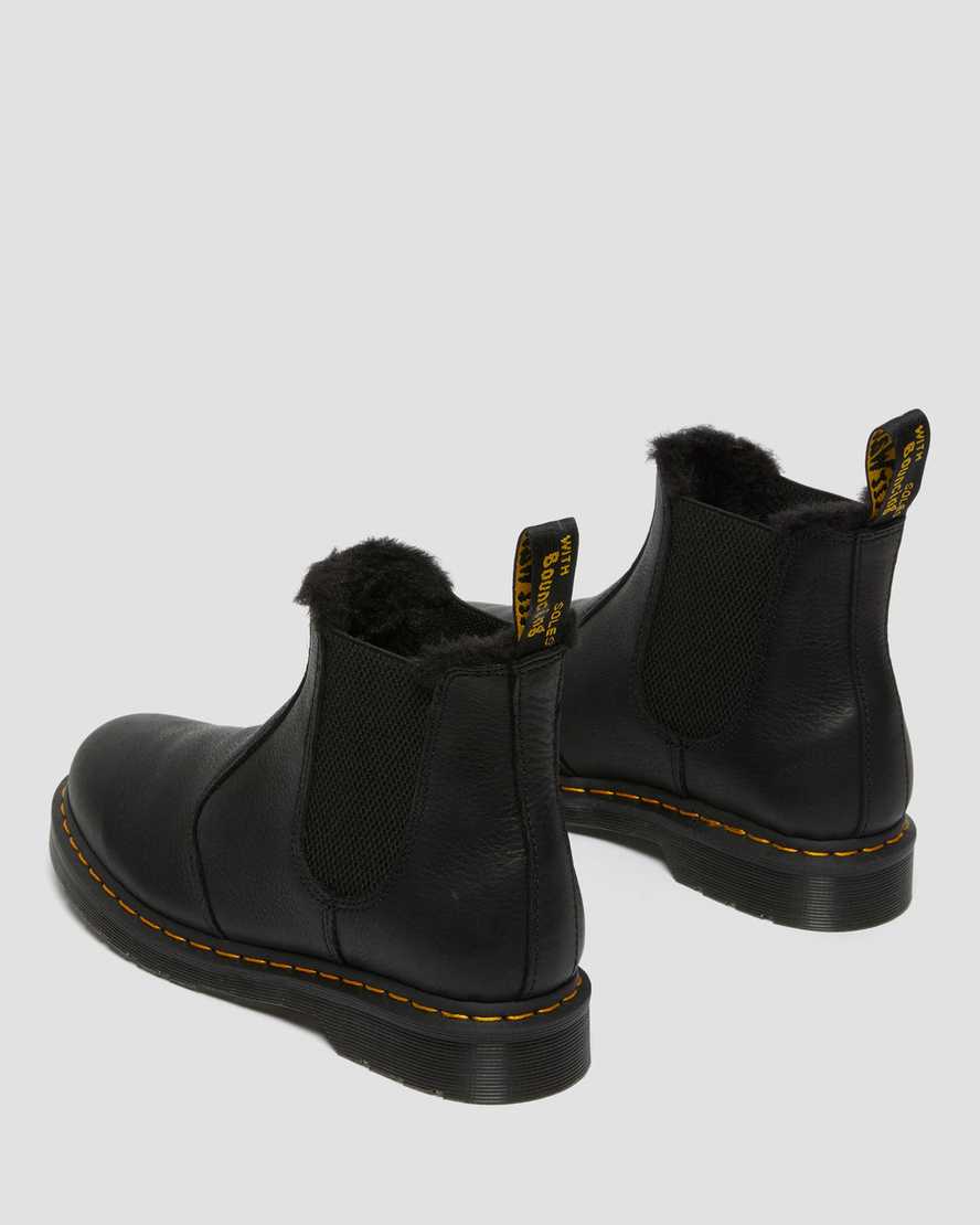 svarta dr martens 2976 herr chelsea stövlar med fuskpälsfoder