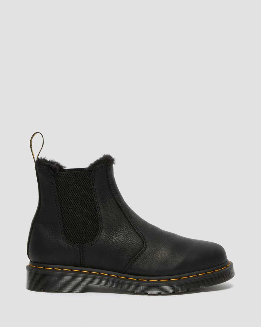 svarta dr martens 2976 herr chelsea stövlar med fuskpälsfoder