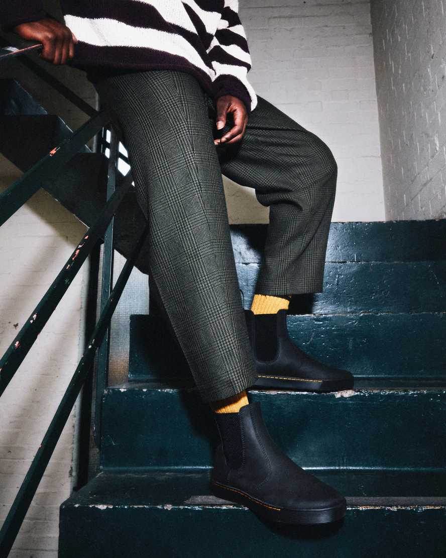 svarta dr martens tempesta casual chelsea-stövlar för män