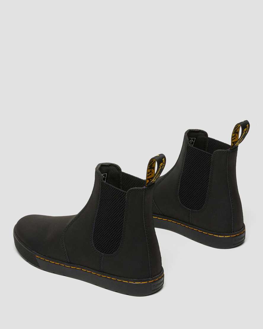 svarta dr martens tempesta casual chelsea-stövlar för män