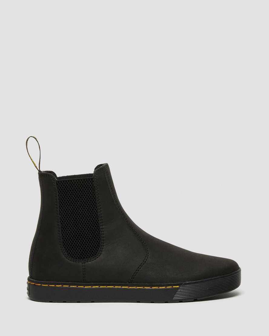 svarta dr martens tempesta casual chelsea-stövlar för män