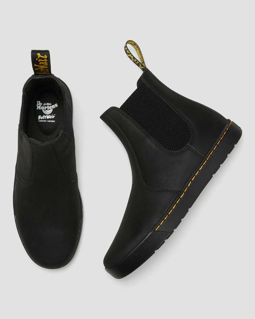 svarta dr martens tempesta casual chelsea-stövlar för män