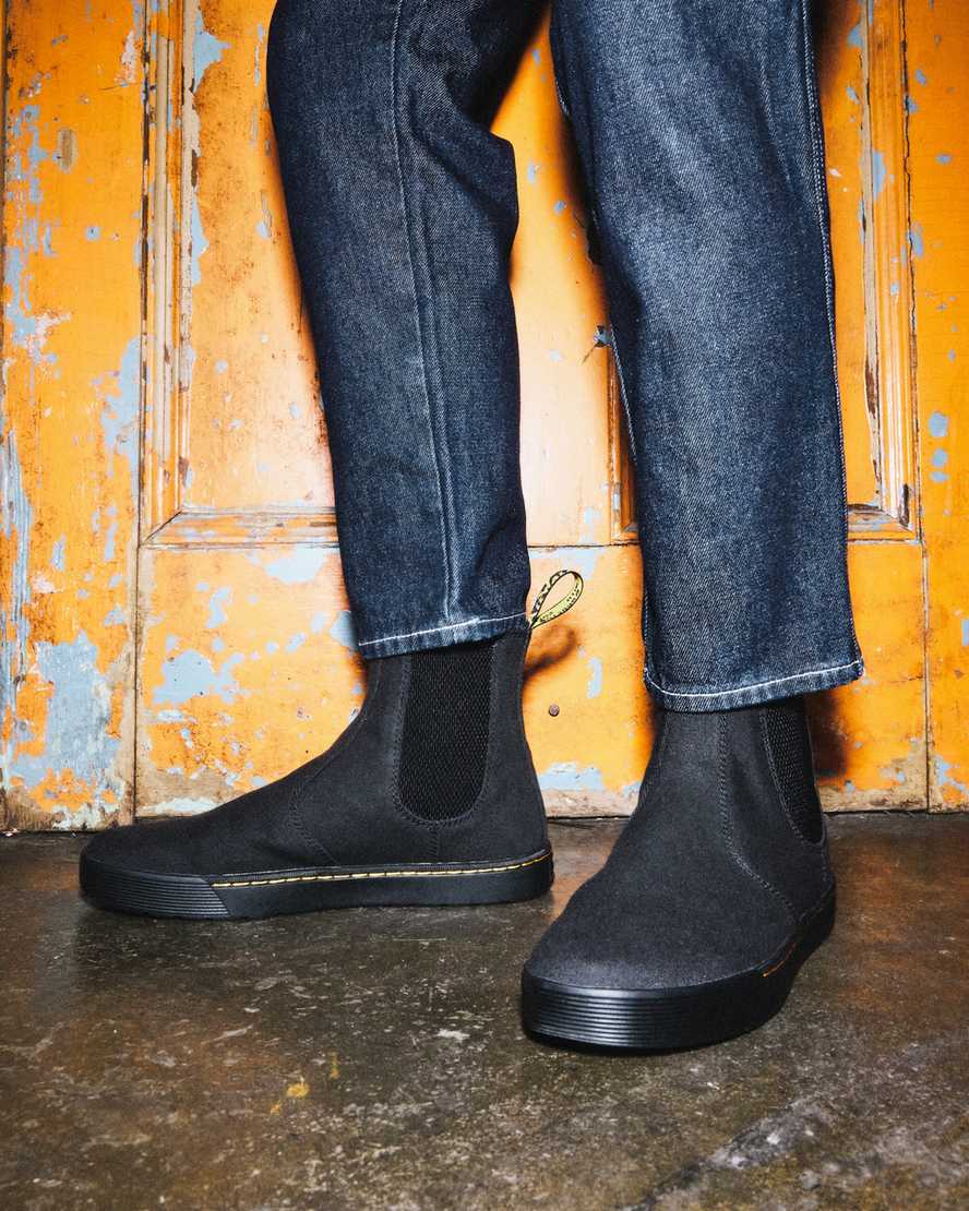 svarta dr martens tempesta casual chelsea-stövlar för män