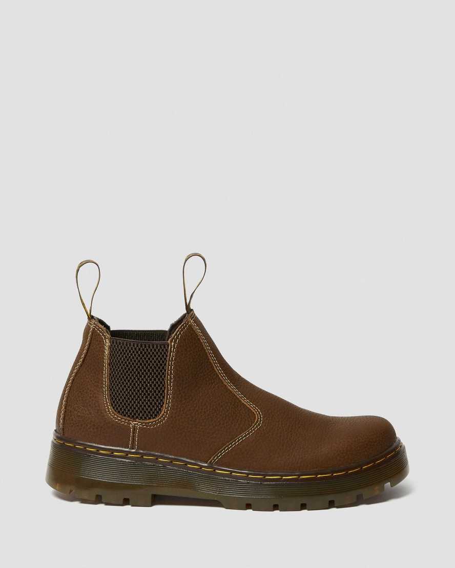 bruna dr martens hardie work chelsea-stövlar för män
