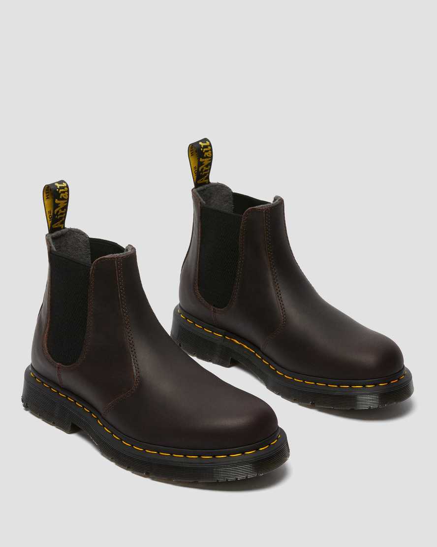 mörkbruna dr martens 2976 dms wintergrip chelsea-stövlar för män