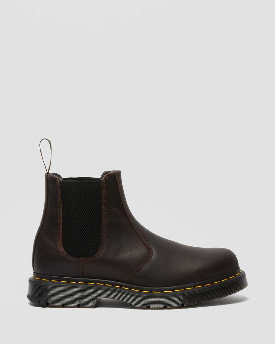 mörkbruna dr martens 2976 dms wintergrip chelsea-stövlar för män