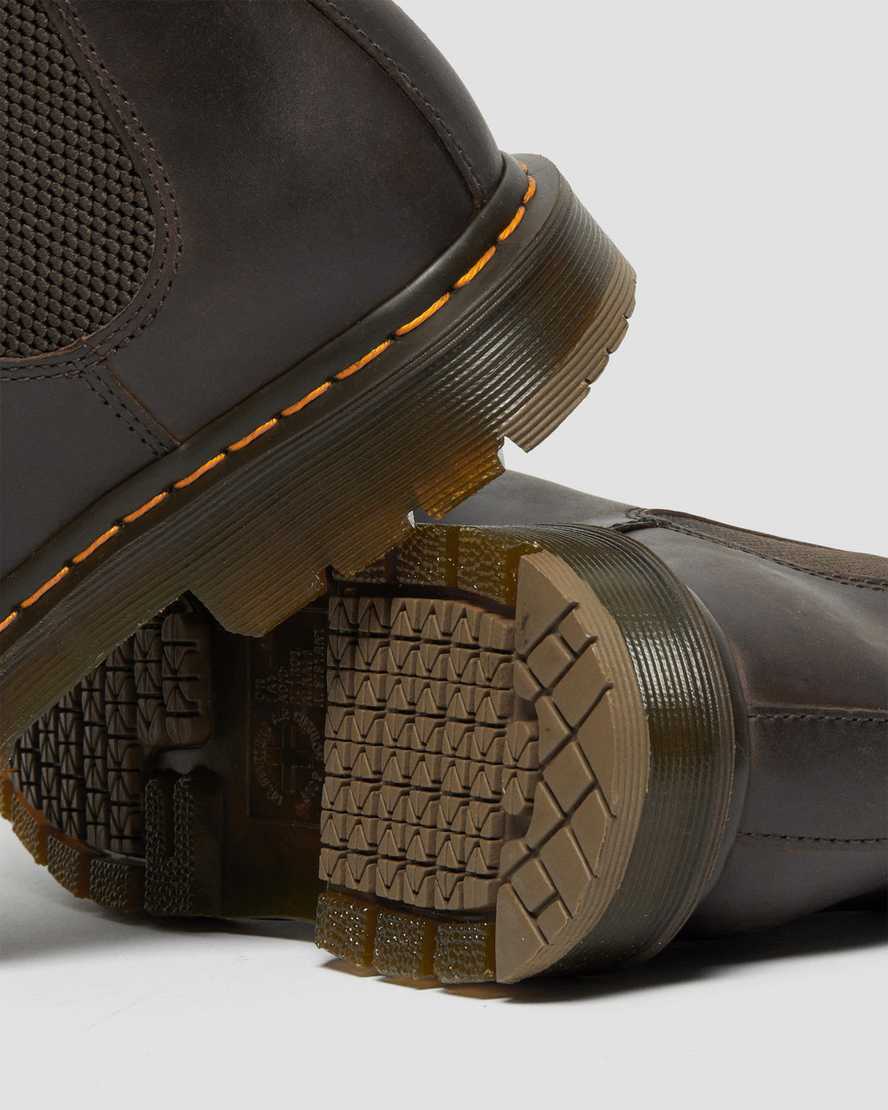 bruna dr martens 2976 halkfria chelsea-stövlar för män