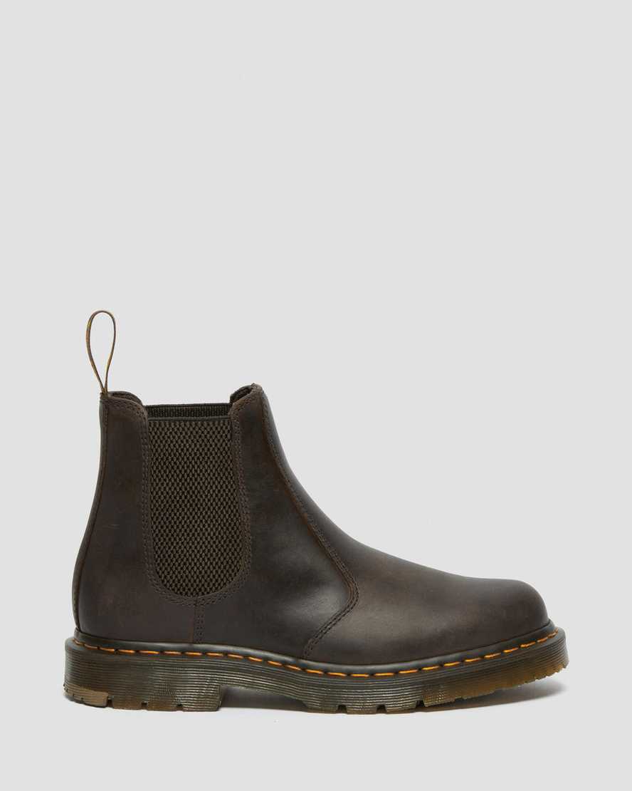bruna dr martens 2976 halkfria chelsea-stövlar för män
