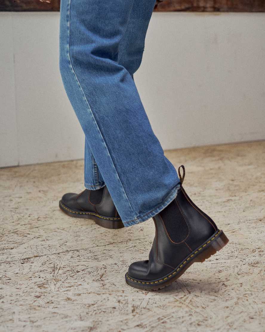 svarta dr martens 2976 vintage made in england chelsea-stövlar för män