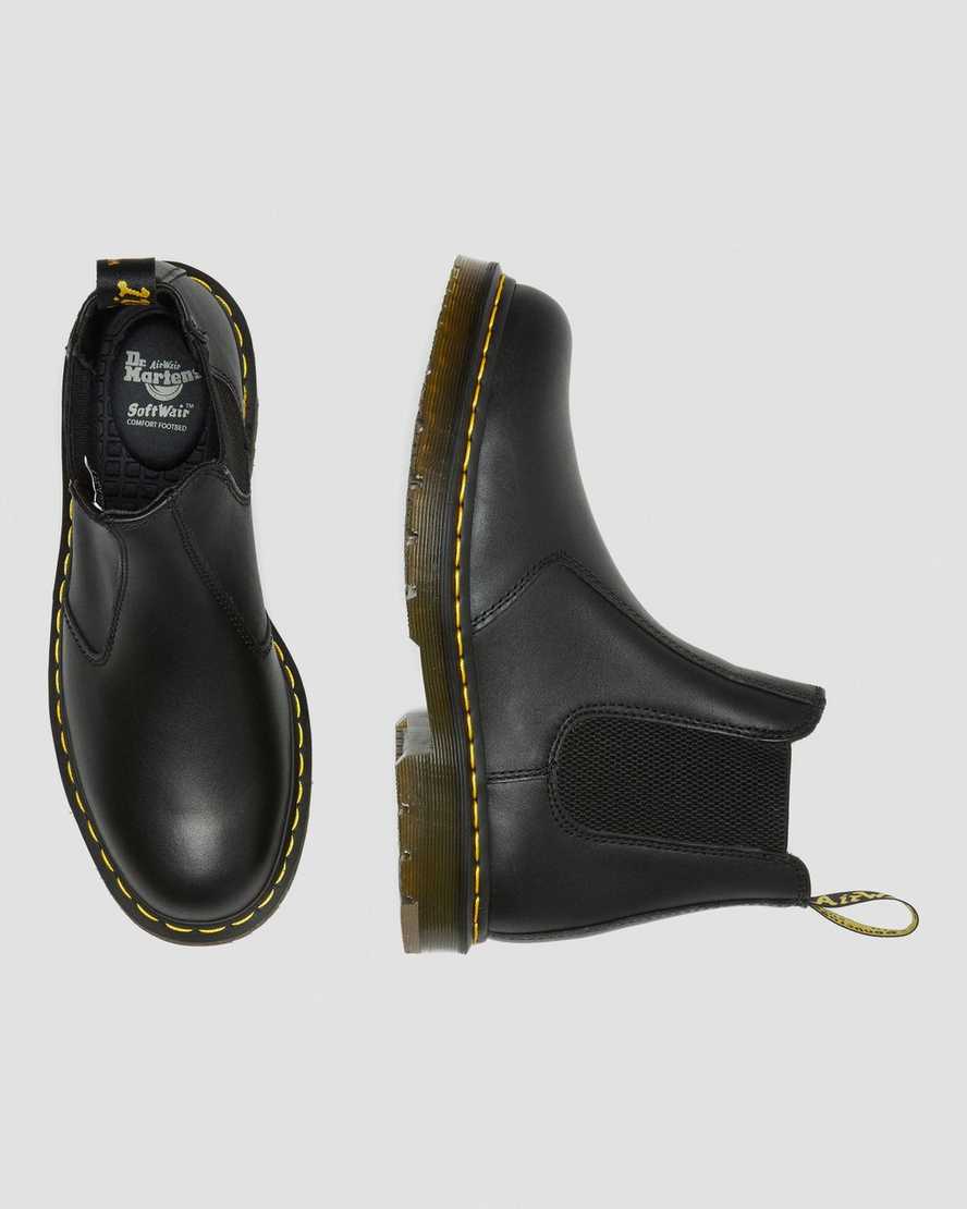 svarta dr martens 2976 halkfria chelsea-stövlar för män