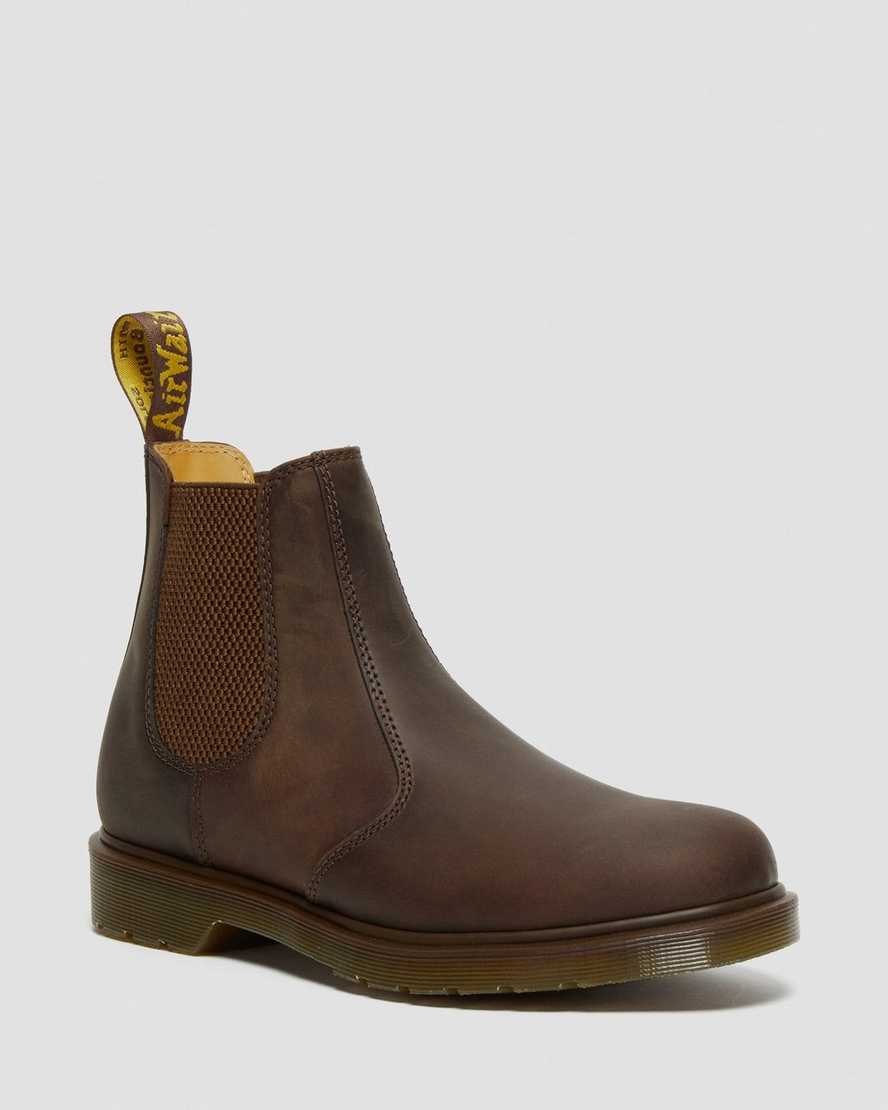 bruna dr martens 2976 crazy horse chelsea-stövlar för män