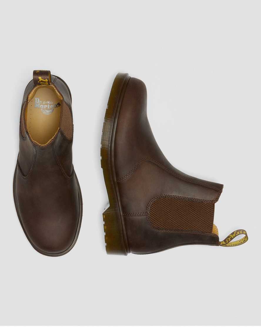 bruna dr martens 2976 crazy horse chelsea-stövlar för män