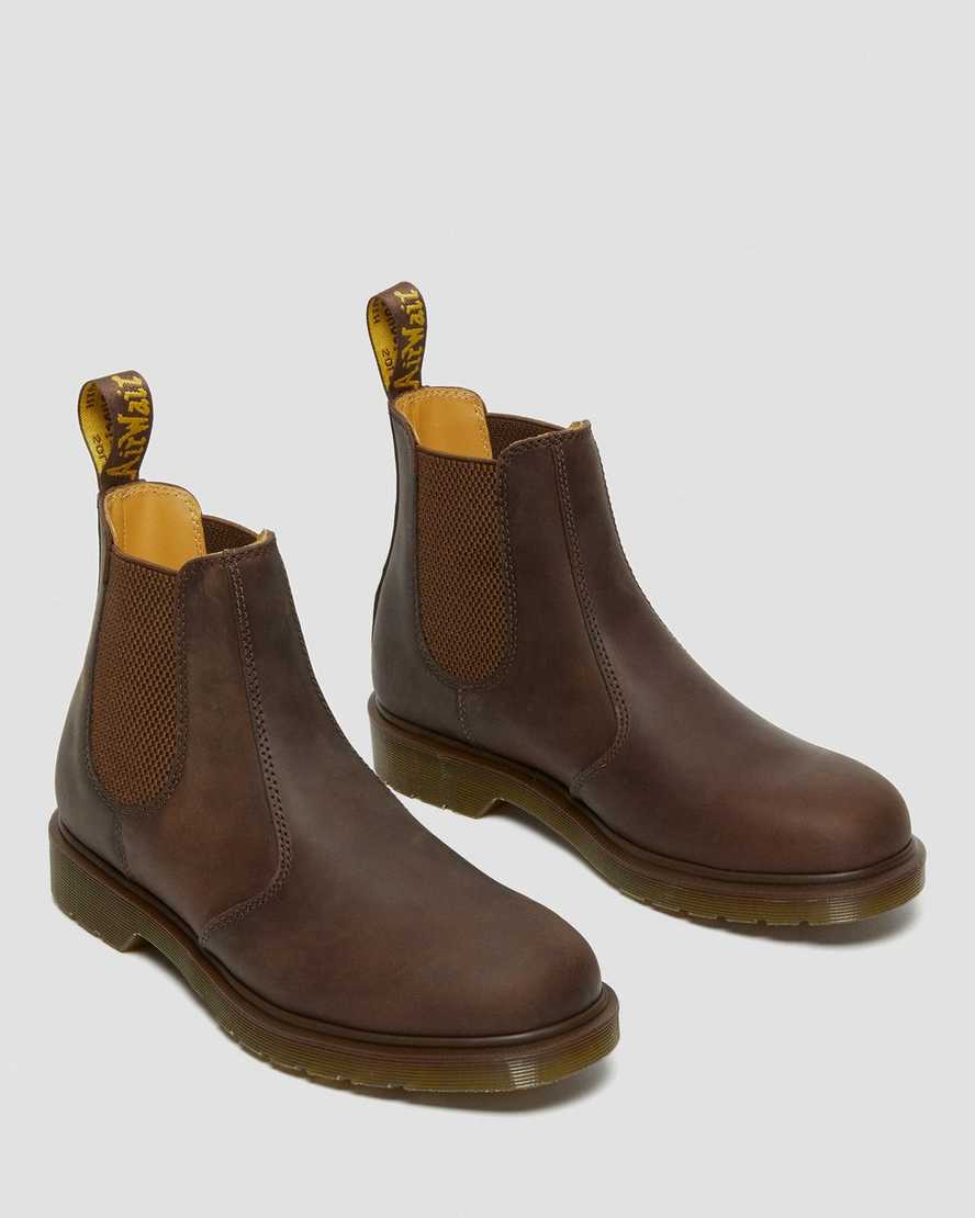 bruna dr martens 2976 crazy horse chelsea-stövlar för män