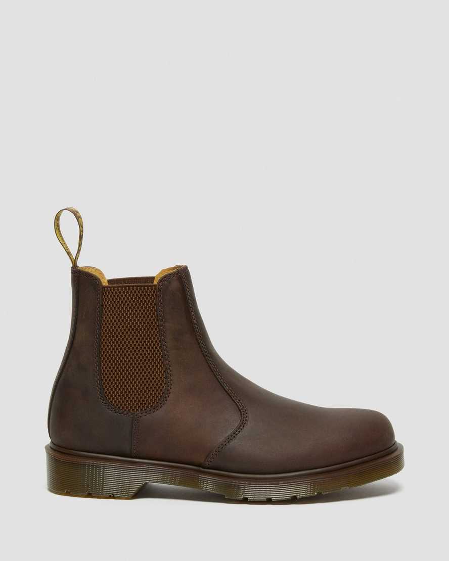 bruna dr martens 2976 crazy horse chelsea-stövlar för män
