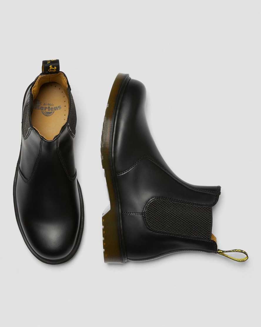 svarta dr martens 2976 smooth chelsea-stövlar för män