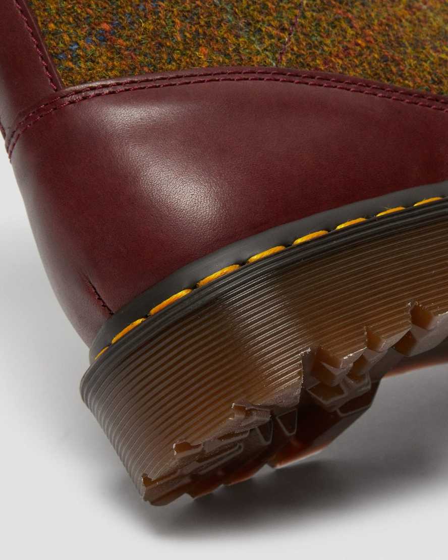 dr martens 1460 harris tweed herrstövlar med snörning i vinröda