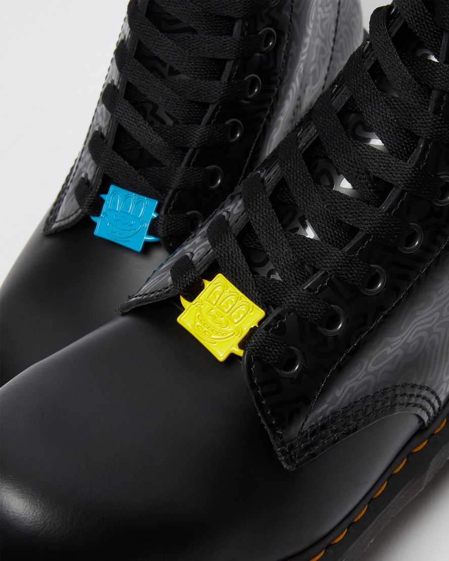 svarta dr martens keith haring 1460 smooth herrstövlar med snörning