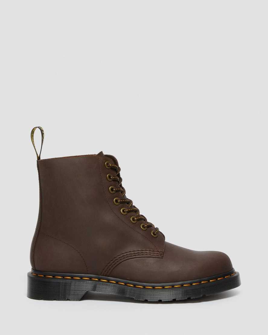 mörkbruna dr martens 1460 pascal herrstövlar med snörning