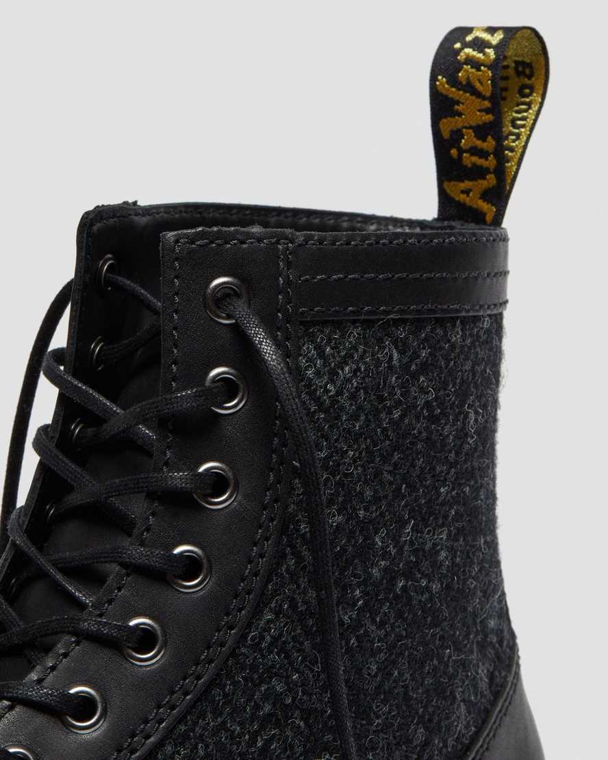 svarta dr martens 1460 harris tweed herrstövlar med snörning