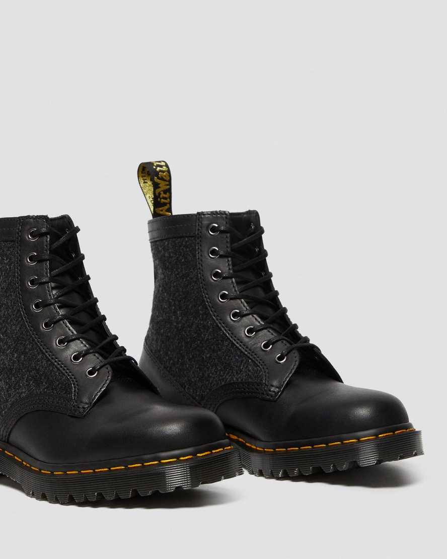 svarta dr martens 1460 harris tweed herrstövlar med snörning