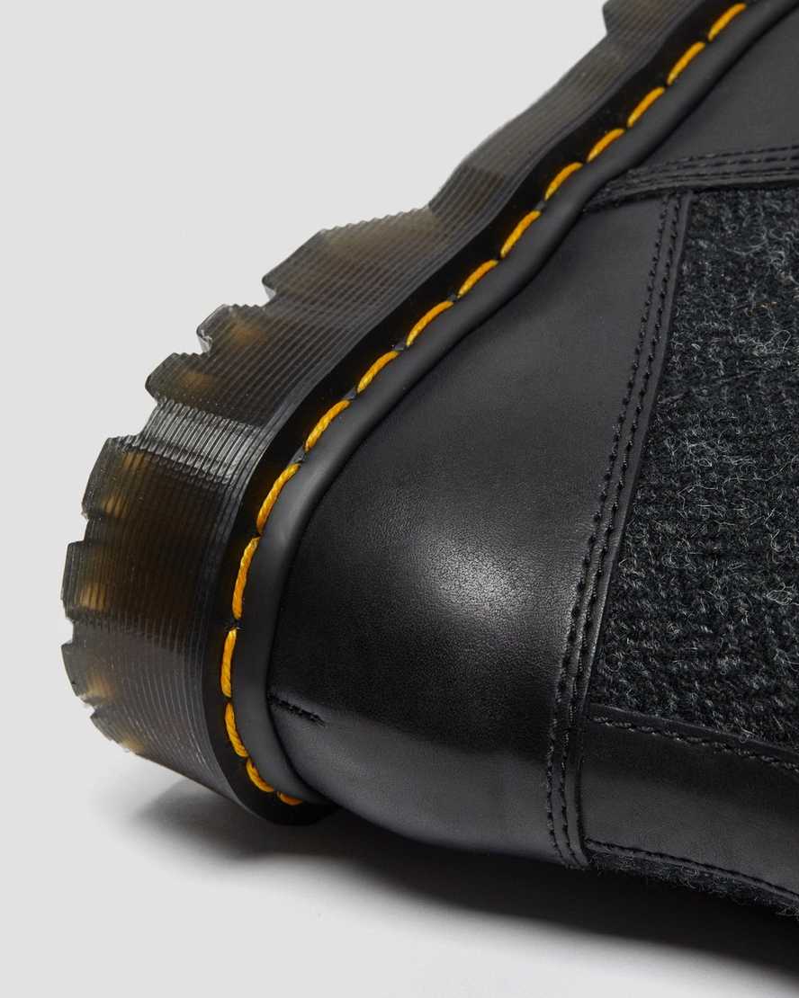 svarta dr martens 1460 harris tweed herrstövlar med snörning