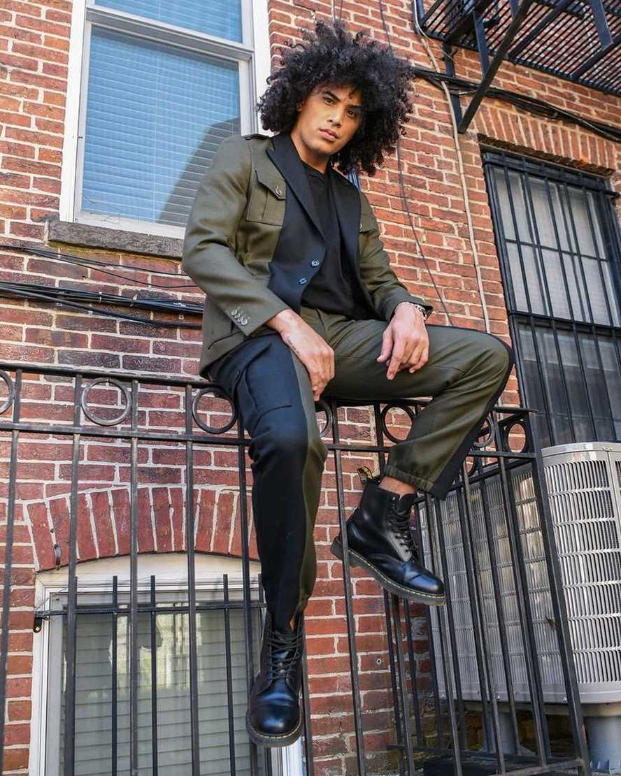 svarta dr martens 1460 smooth herrstövlar med snörning