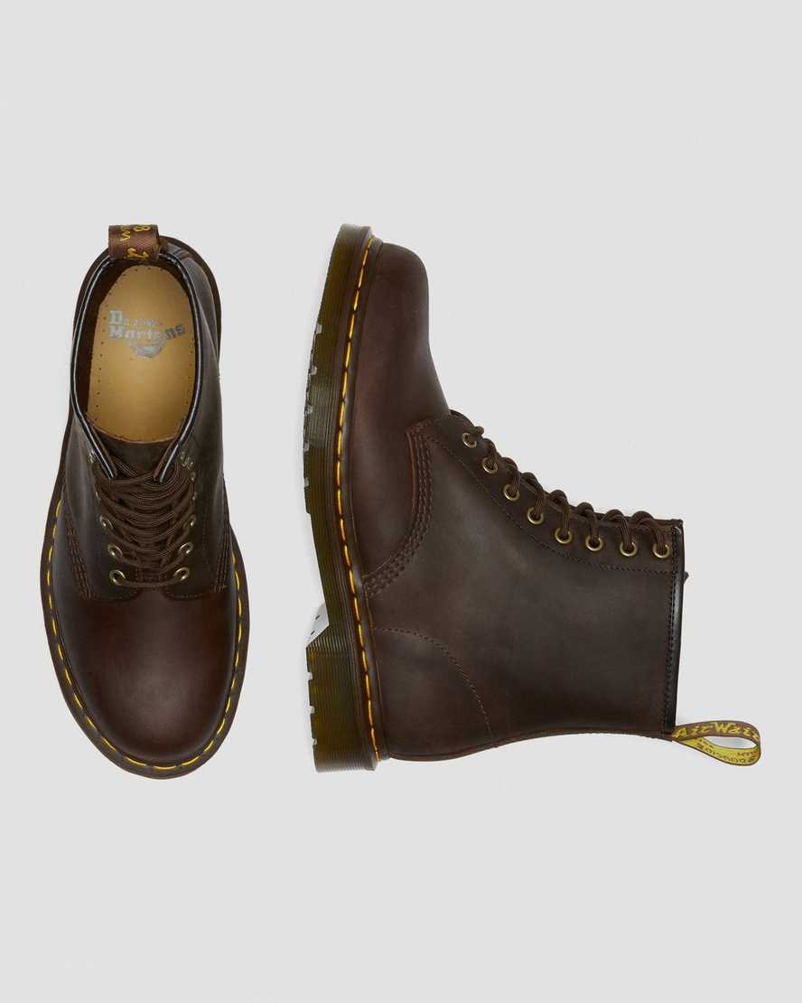 bruna dr martens 1460 crazy horse herrstövlar med snörning