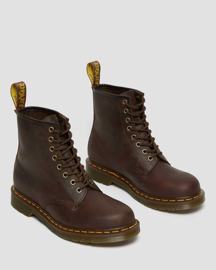 bruna dr martens 1460 crazy horse herrstövlar med snörning