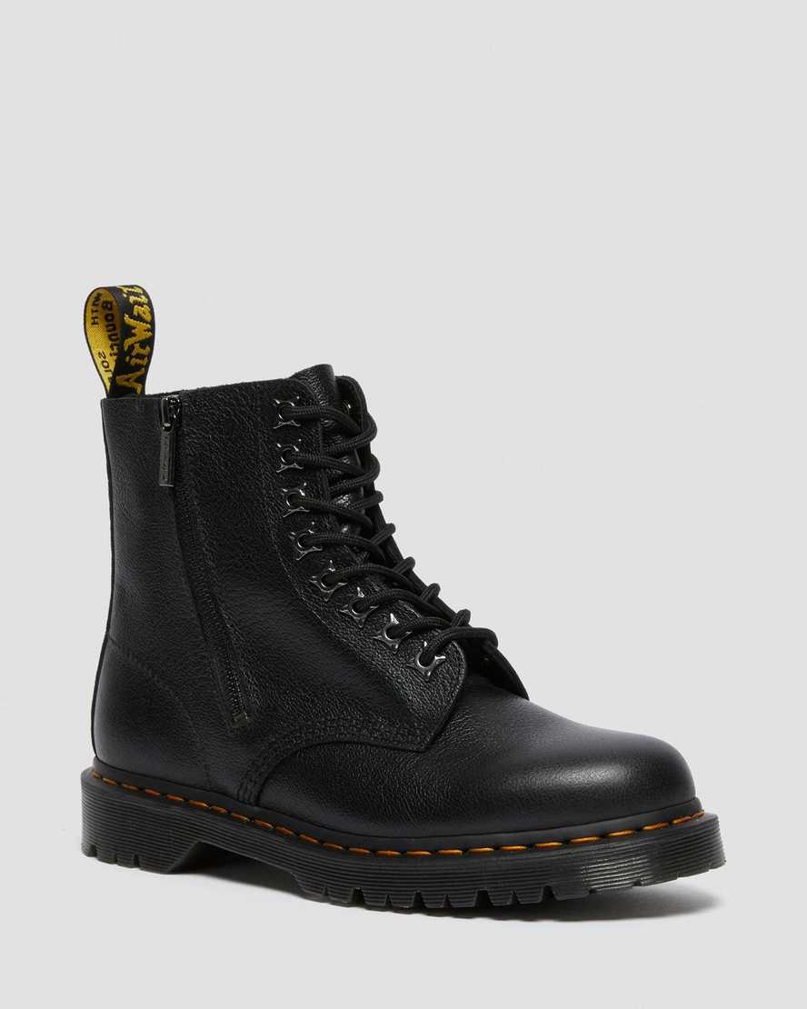 svarta dr martens 1460 pascal zip tumbled herrstövlar med snörning