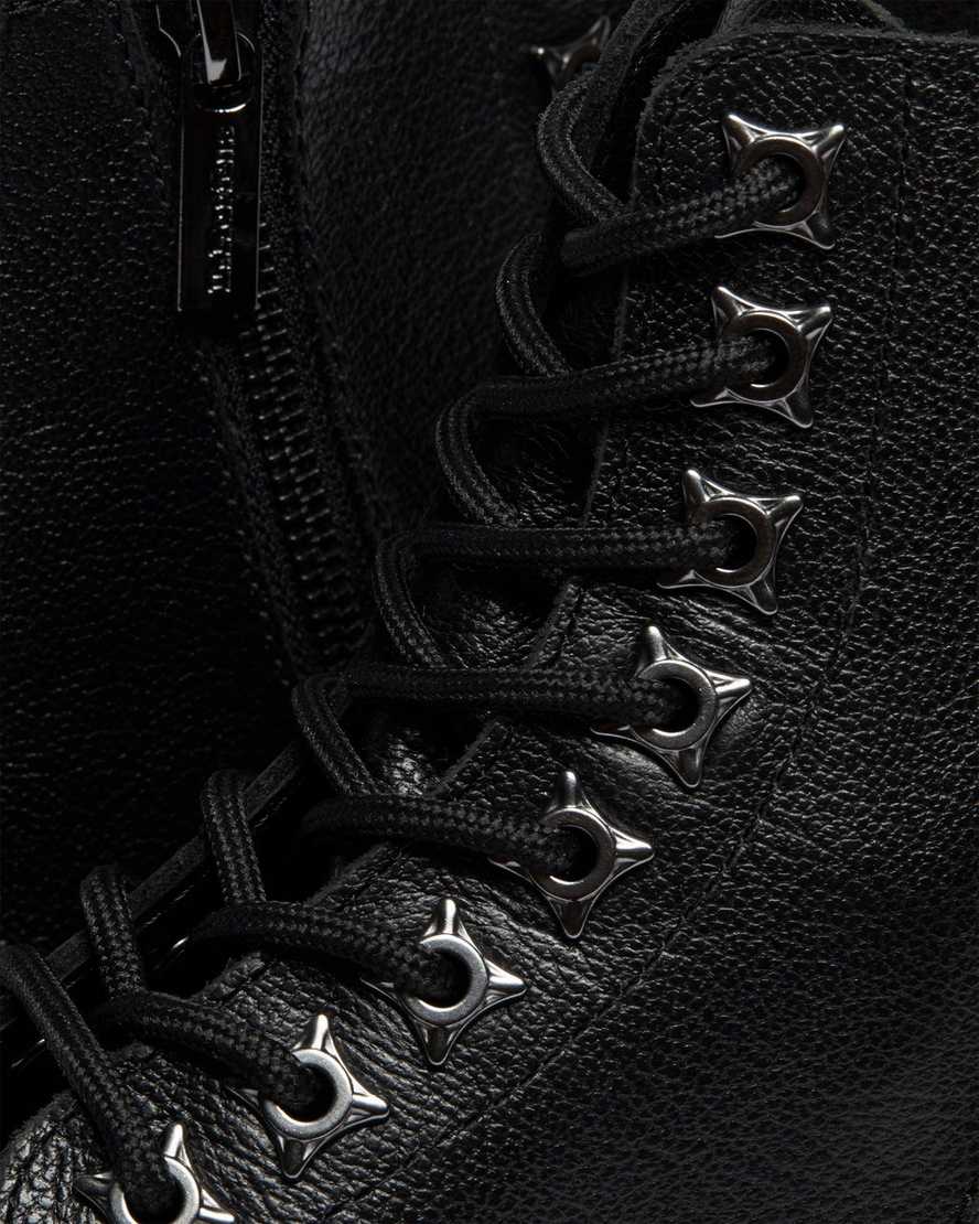 svarta dr martens 1460 pascal zip tumbled herrstövlar med snörning