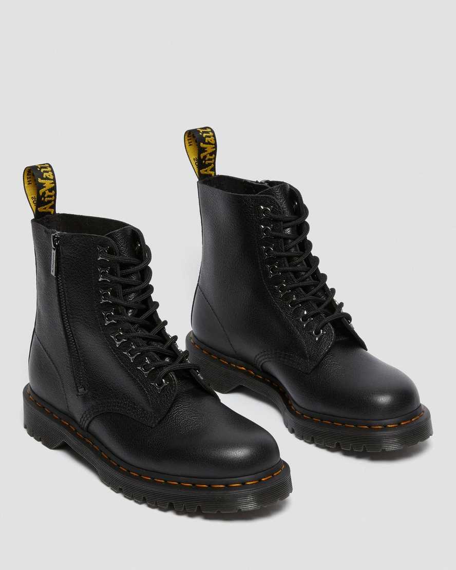 svarta dr martens 1460 pascal zip tumbled herrstövlar med snörning