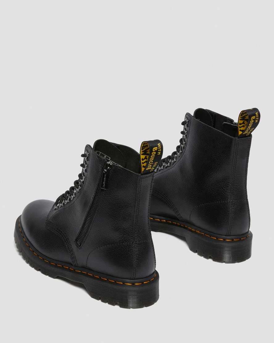 svarta dr martens 1460 pascal zip tumbled herrstövlar med snörning