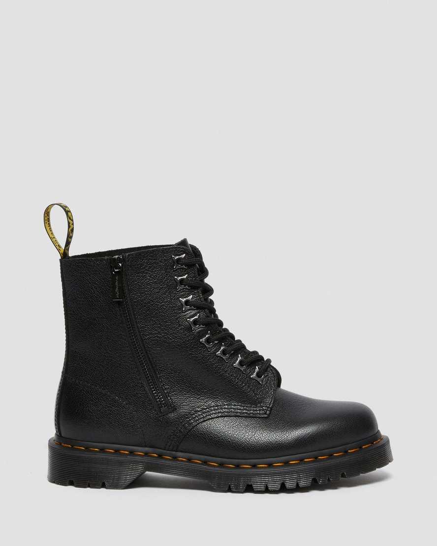 svarta dr martens 1460 pascal zip tumbled herrstövlar med snörning