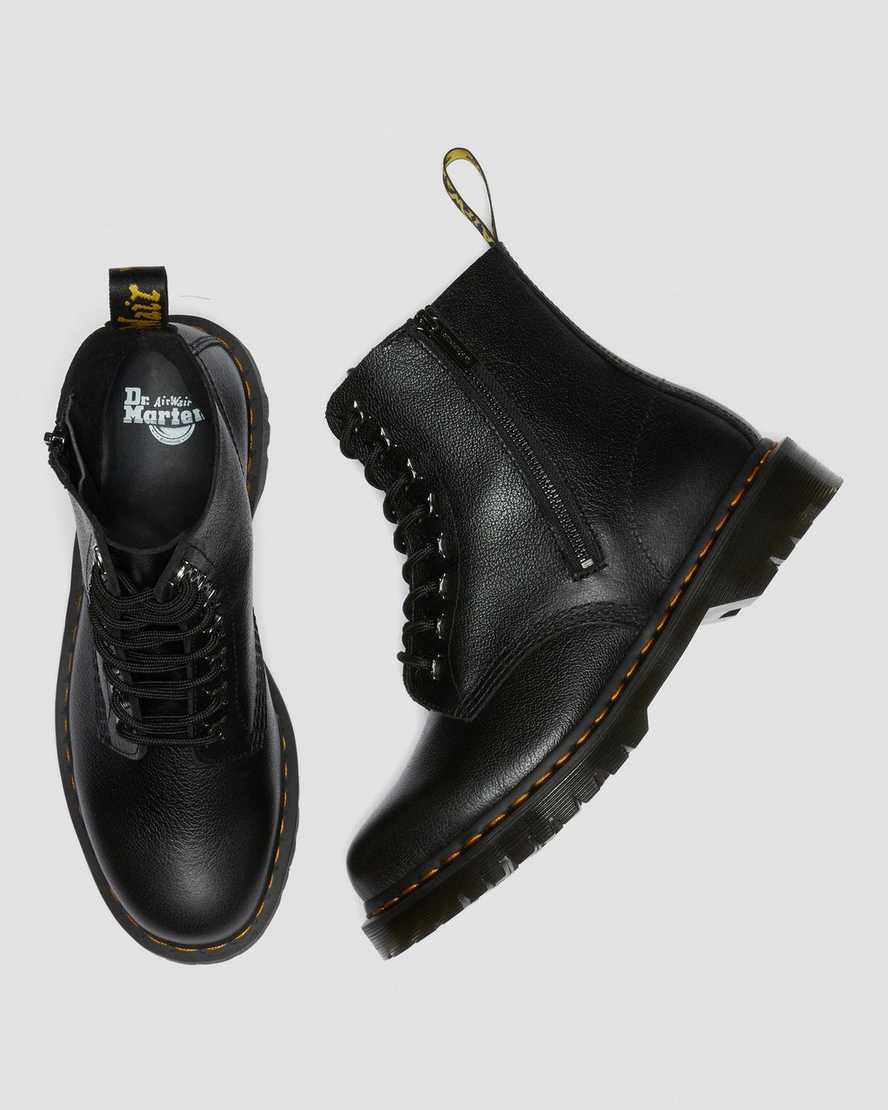 svarta dr martens 1460 pascal zip tumbled herrstövlar med snörning