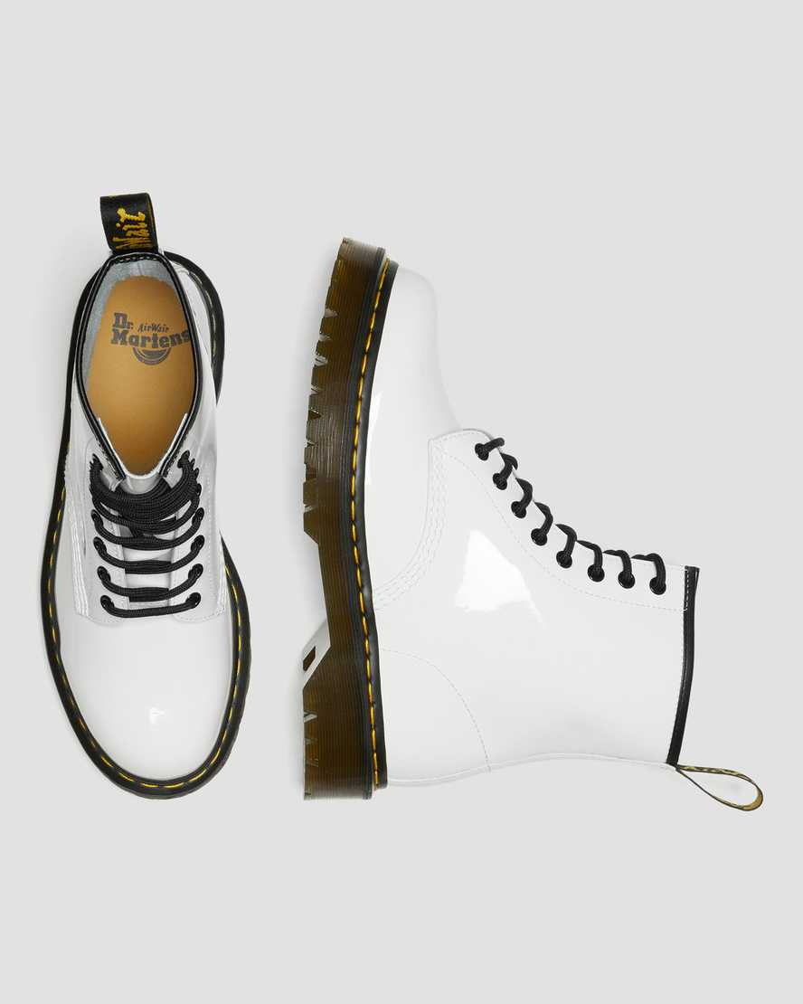 vita dr martens 1460 bex patent herrstövlar med snörning