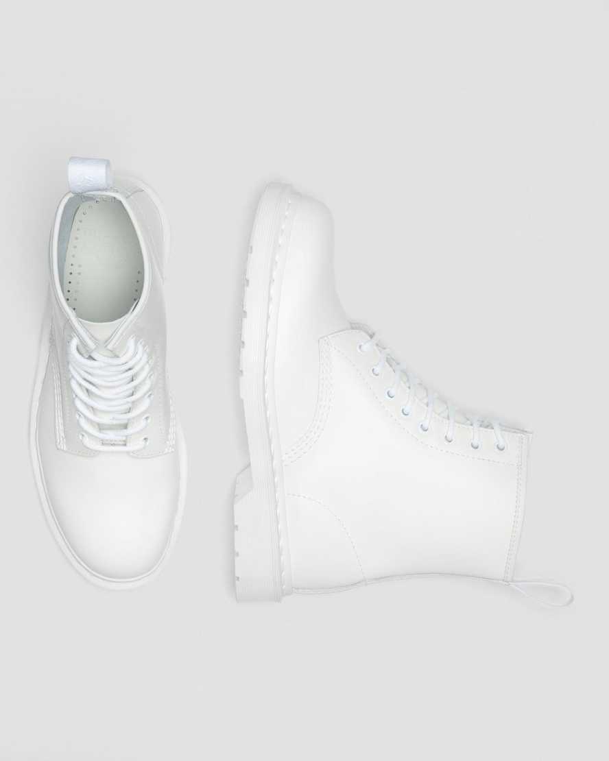 vita dr martens 1460 mono smooth herrstövlar med snörning