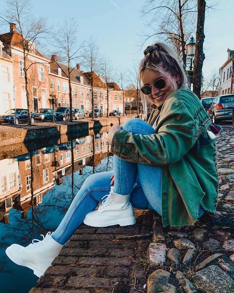 vita dr martens 1460 mono smooth herrstövlar med snörning