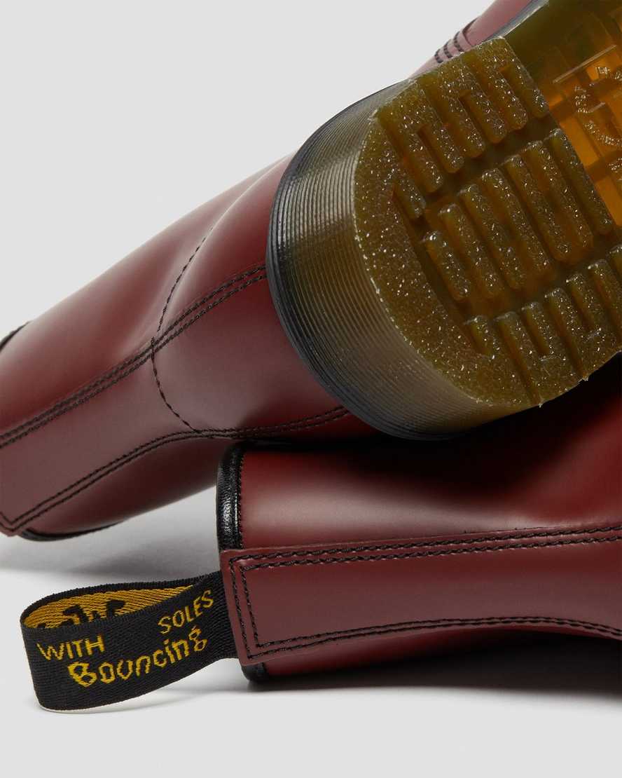 röda dr martens 1460 smooth herrstövlar med snörning