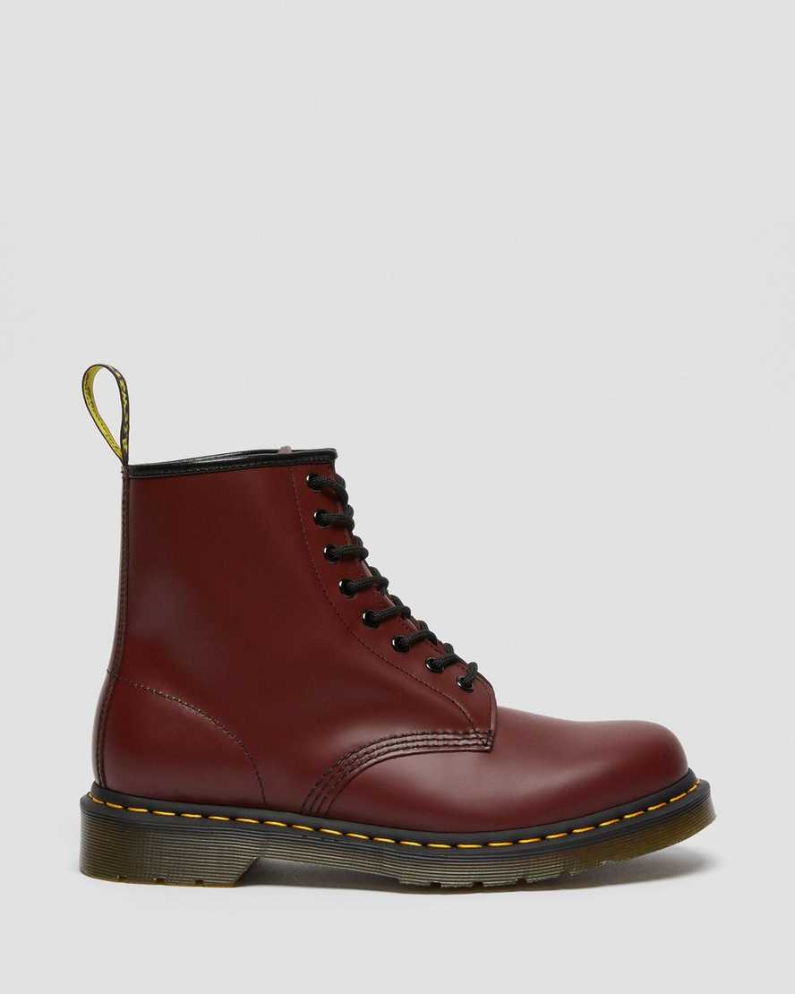 röda dr martens 1460 smooth herrstövlar med snörning