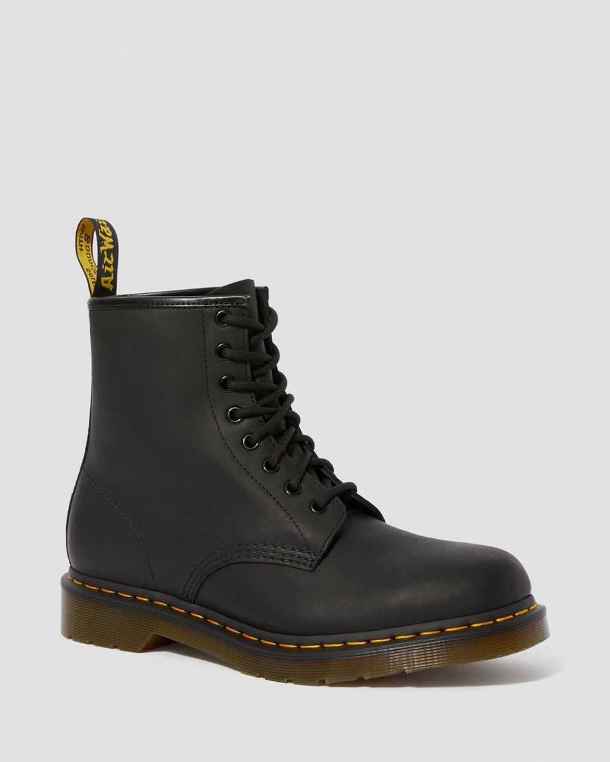 svarta dr martens 1460 greasy herrstövlar med snörning