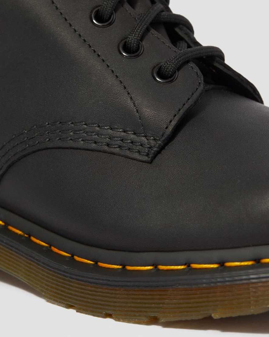 svarta dr martens 1460 greasy herrstövlar med snörning