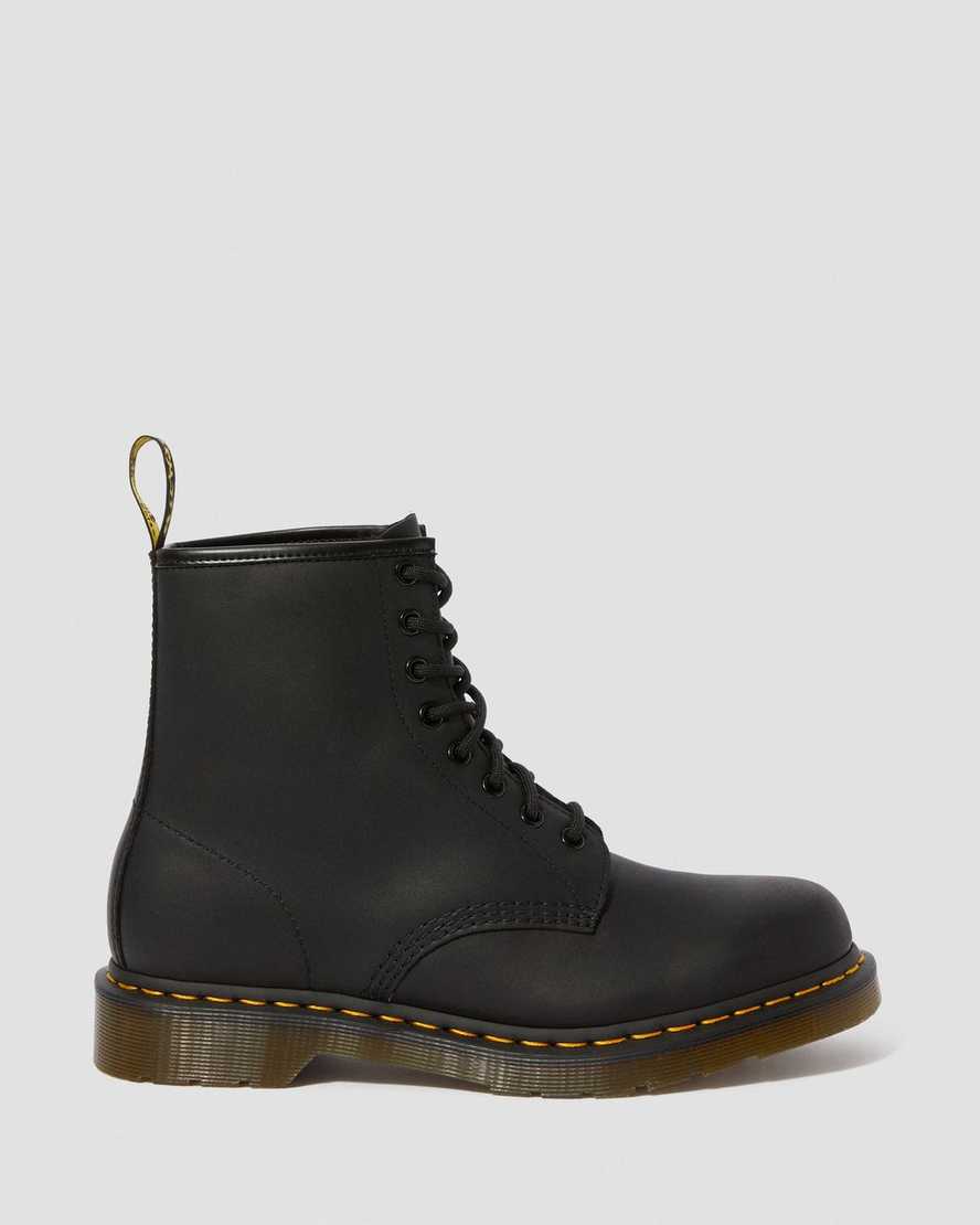 svarta dr martens 1460 greasy herrstövlar med snörning