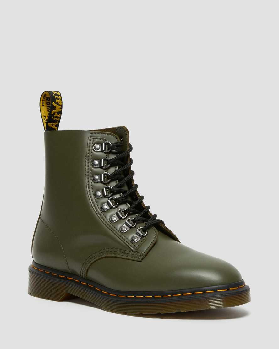 gröna dr martens 1460 pascal verso smooth herrstövlar med snörning