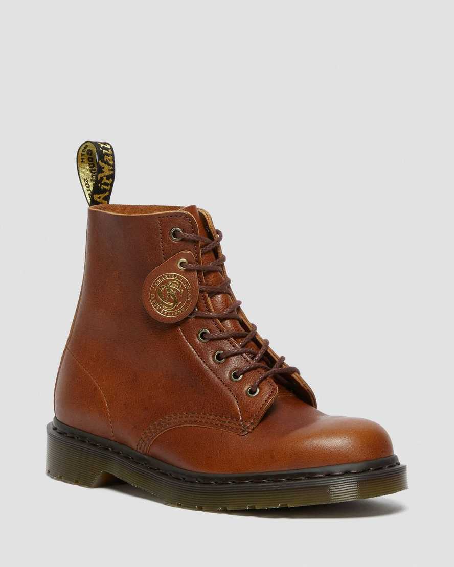 bruna dr martens 1460 pascal herrstövlar med snörning