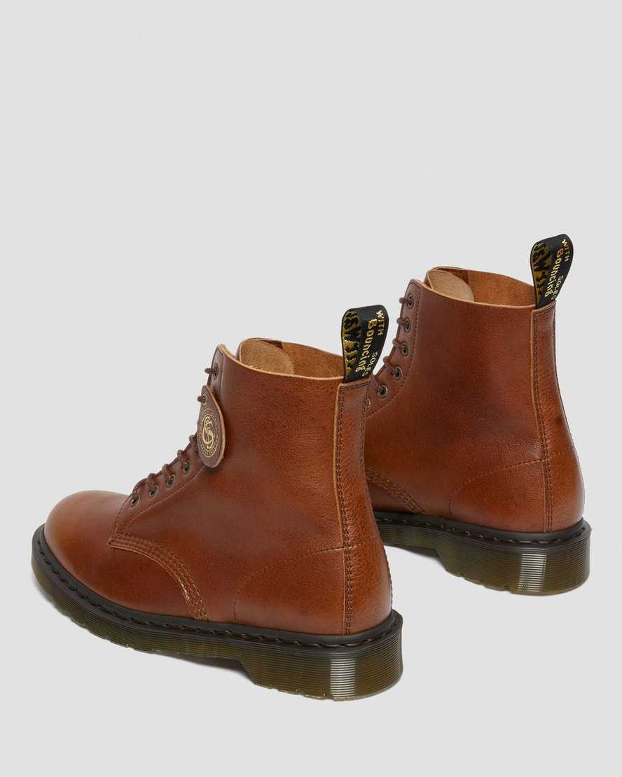 bruna dr martens 1460 pascal herrstövlar med snörning