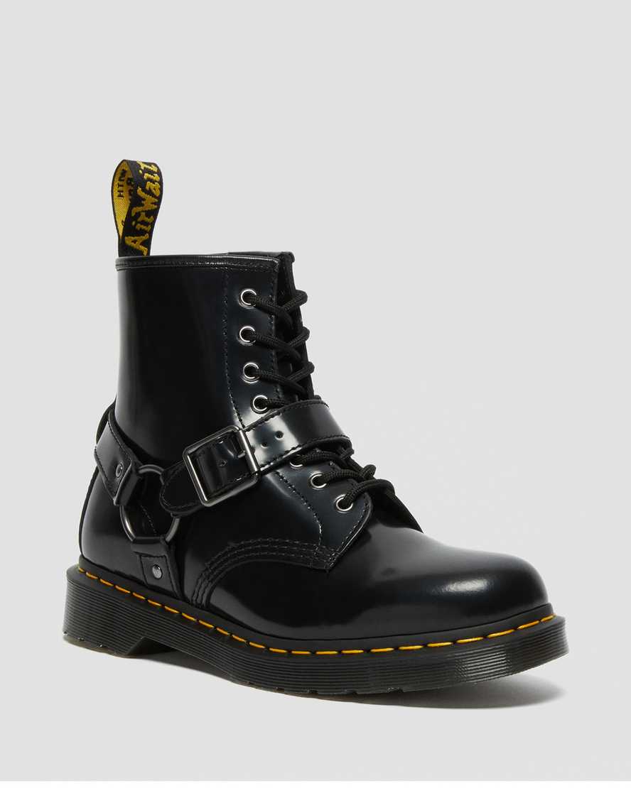 svarta dr martens 1460 harness herrstövlar med snörning
