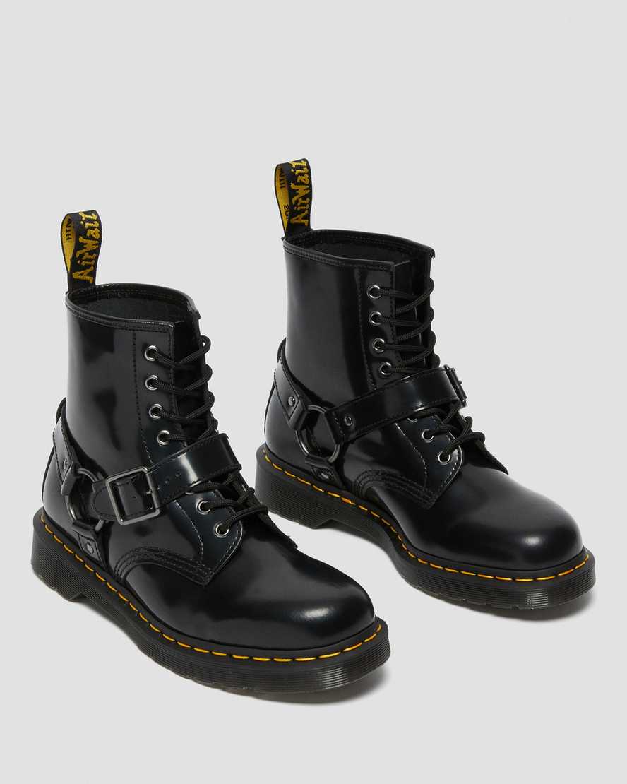 svarta dr martens 1460 harness herrstövlar med snörning