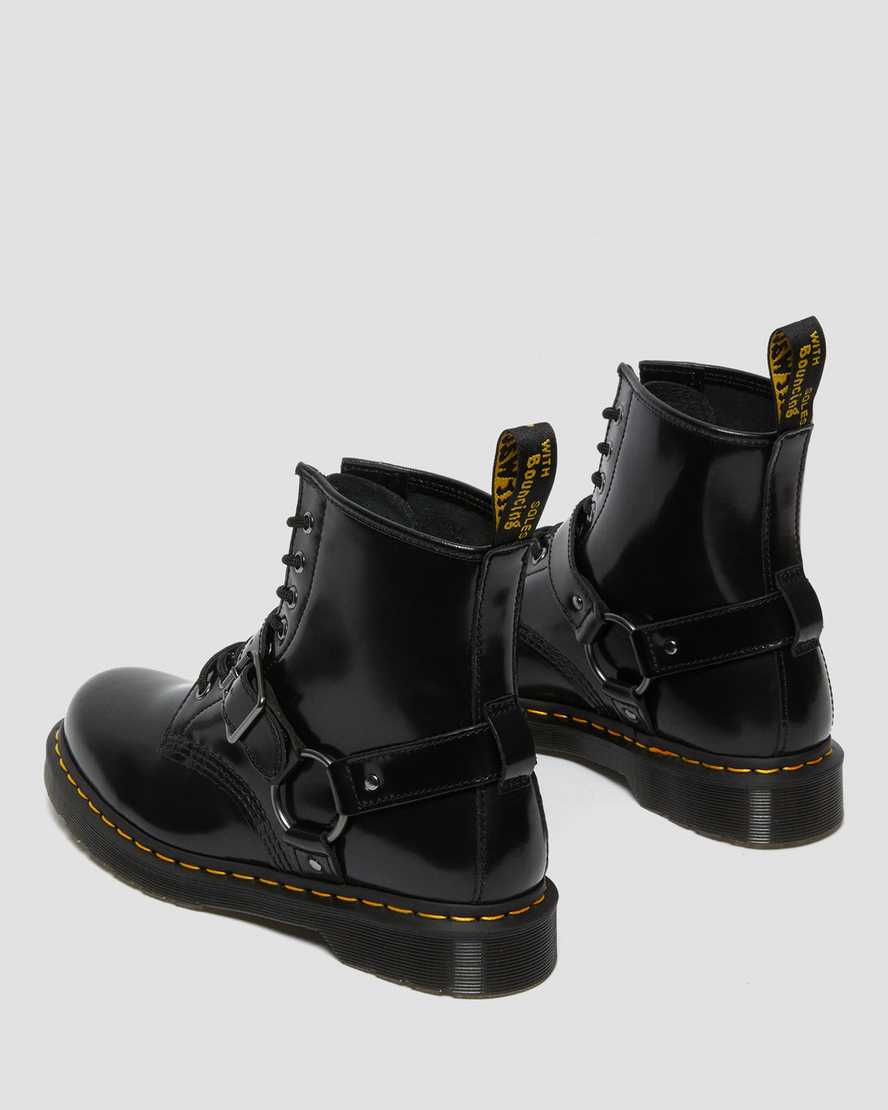 svarta dr martens 1460 harness herrstövlar med snörning