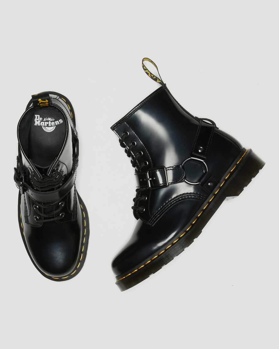 svarta dr martens 1460 harness herrstövlar med snörning