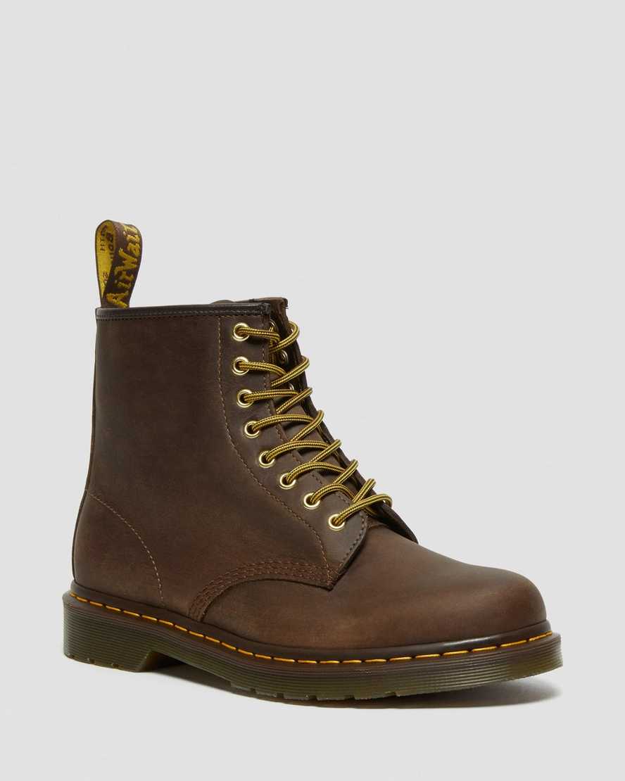 bruna dr martens 1460 crazy horse herrstövlar med snörning